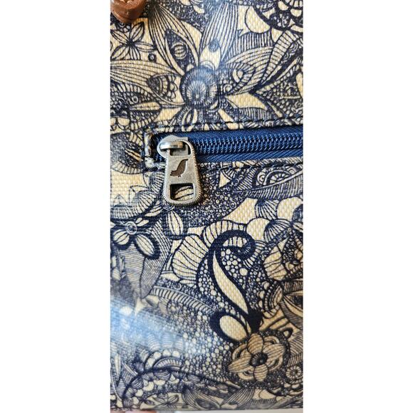 Sakroots Metro Tote Purse Coated Canvas Handbag Owl Charm Canvas Blue Desert - Picture 7 of 14